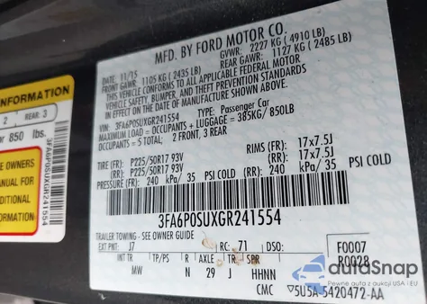 2016 Ford Fusion Energi Titanium из США, поврежденный, VIN 3FA6P0SUXGR241554